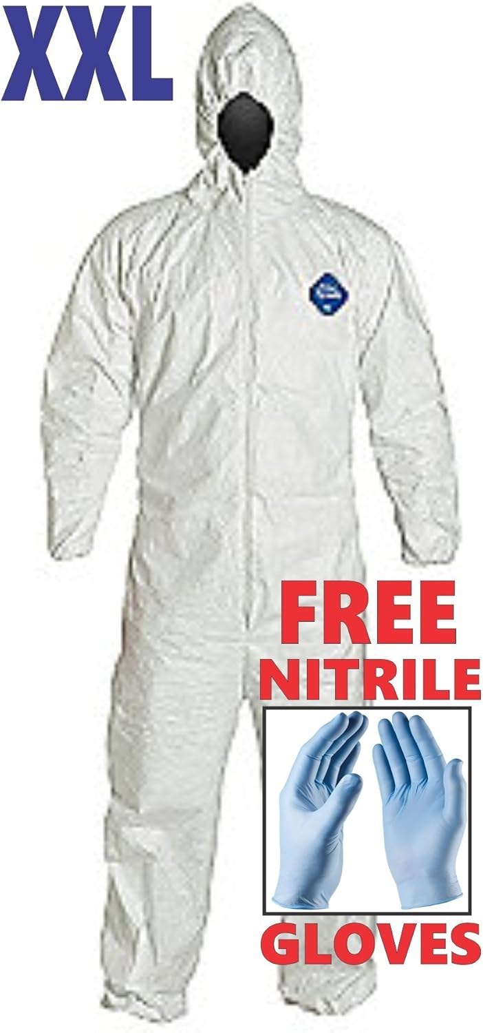 XXL with hood Tyvek Protective Coveralls Suit Hazmat Clean