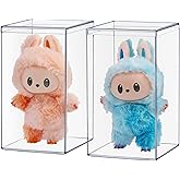 STORi Clear Plastic Stackable Display Case with Lid, Set of 2, Store Figurines, and Plush Collectibles, Box for Action Figure