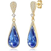 Austrian Crystal Teardrop Dangle Drop Earrings for Women 14K Gold Plated Hypoallergenic Jewelry Gift