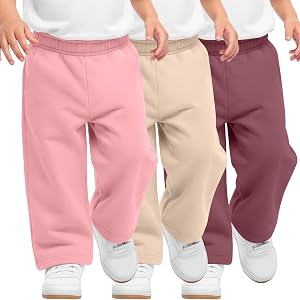 YooAurvox 3 Pack Toddler Boys Sweatpants | Baggy Style, Straight Leg Pant, Side Pocket, Elastic Waist, Open Bottom, Baby Casu