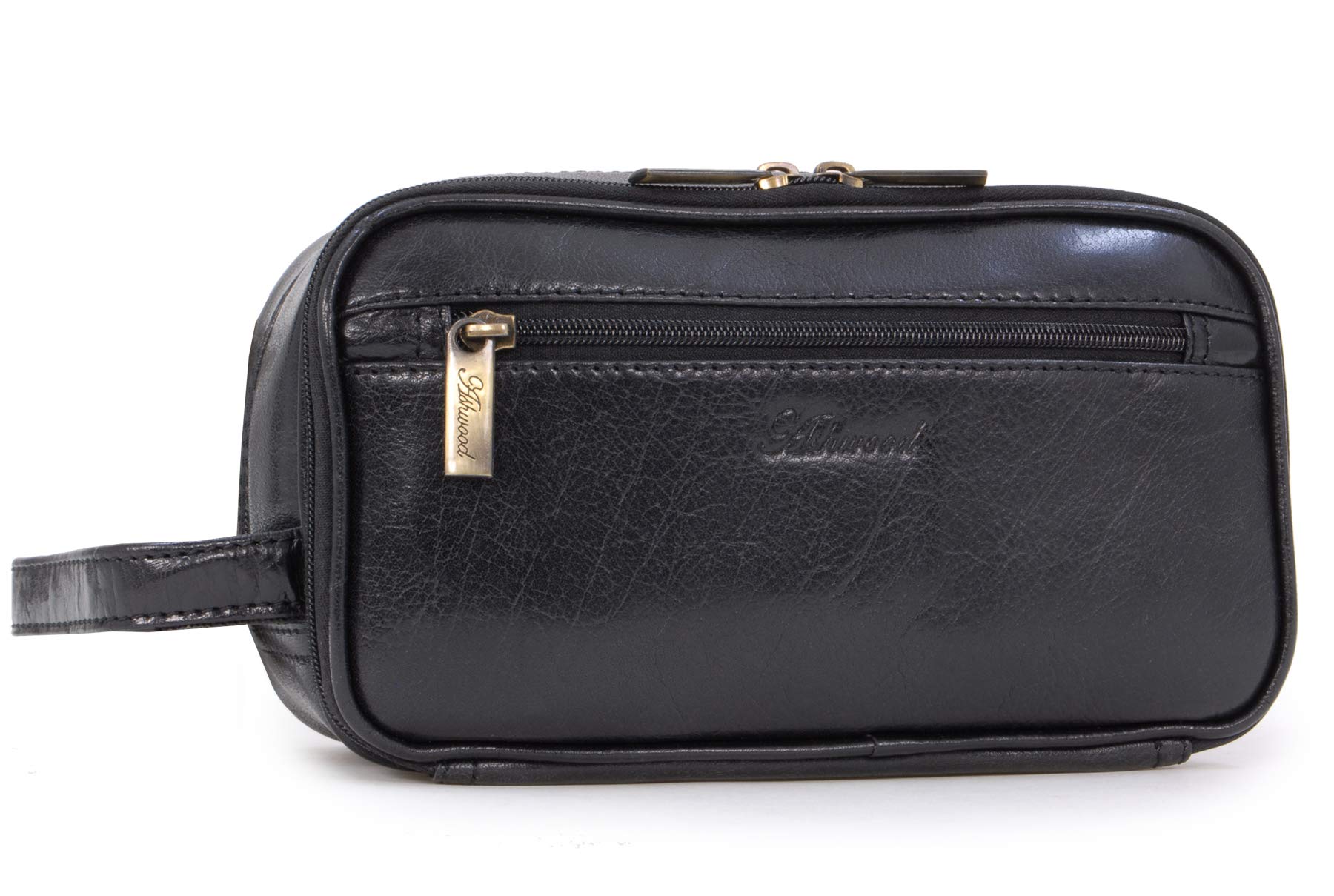 Ashwood - Men's Leather Toiletry Bag - Medium Wash Bag - Shower Travel Case with Handle - Chelsea 2080 - Black