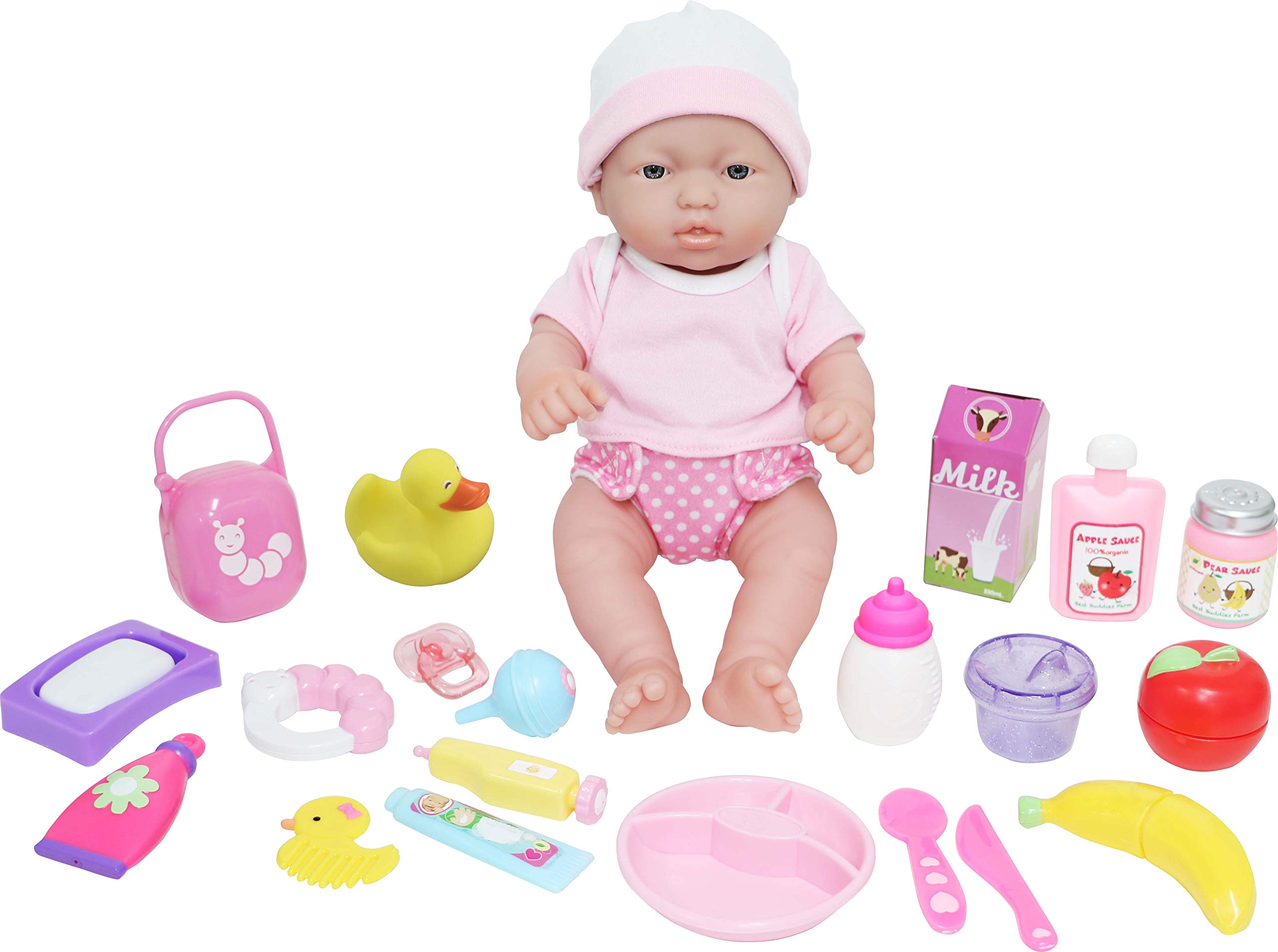 JC Toys - La Newborn Newborn Baby Doll 30 cm, Soft Vinyl, Includes 25 Accessories, Pink, Ideal for Playing, Designed in Spain by Berenguer, +2 years