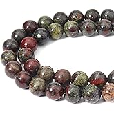 Siomia 45pcs 8mm Natural Dragon Blood Stone Gemstone Beads Energy Healing Crystal Round Loose Stone Beads for Jewelry Making, DIY Bracelets Necklaces