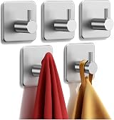 Auxmir 5 Pack Self Adhesive Hooks 10kg Stainless Steel No Drill