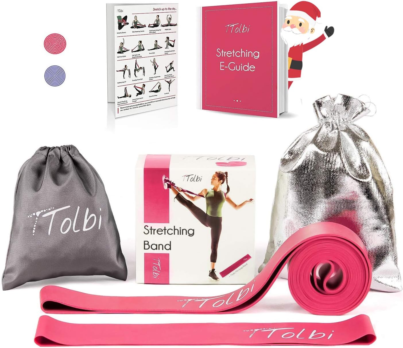 TTolbi Stretch Bands for Dancers, Ballerinas and Gymnasts | Dance Stretch Bands for Flexibility, Mobility and Strength | Shiny Bag, Travel Bag | Printed Stretches | Stretching E-Guide (Pink Regular) : Sports & Outdoors