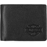 Harley-Davidson Men's Classic Genuine Pebble Leather B&amp;S Passcase Wallet - Black, MWM004/08