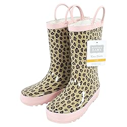 Hudson Baby Kids Rain Boots, Leopard Pink, 7 US