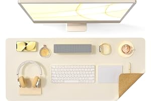 Crenovo Natural Cork Mouse Pad, Desk Mat, Desk Pad, PU Leather Desk Mat On Top of Desk, Desk Pad for Keyboard and Mouse Writing Mat for Office and Home (Apricot & Natural Cork, 23.6" x 13.7")