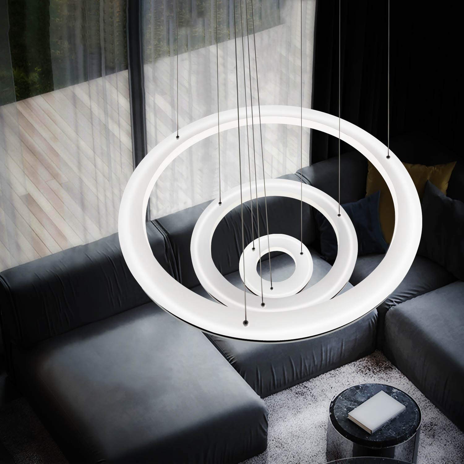 ZMH Mesa De Comedor Moderna Con Luz LED Colgante 70W Led Control Remoto