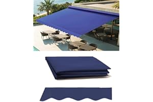 WJCWHH 12' x 10' Retractable Patio Awning Replacement Fabric Cloth, Durable Exterior Sunshade Canopy Cloth, Reinforced Multi-Purpose Waterproof Protective Awning Cover, Blue