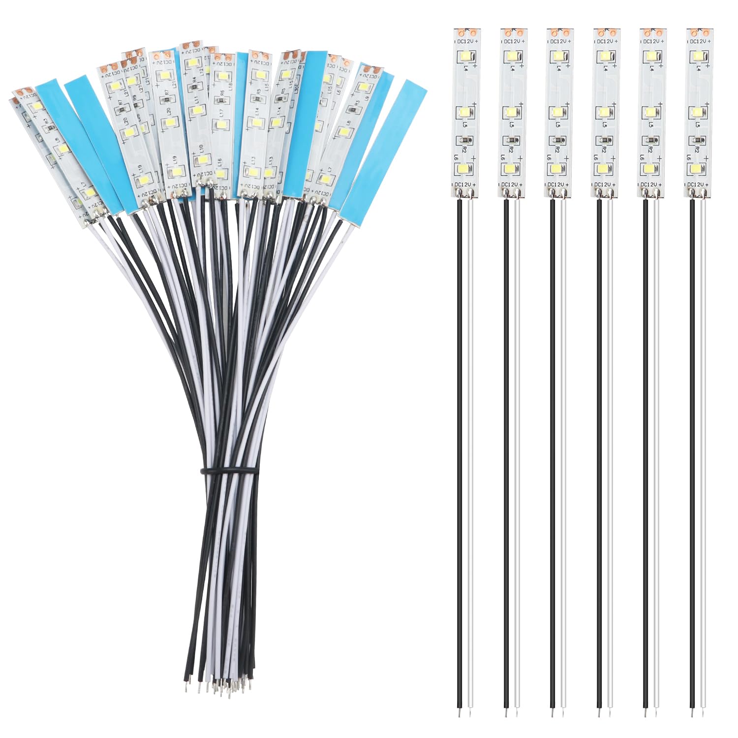 YIXISI 25 PCS 50mm Prewired White LED Strip Light, 12V - 18V, 2335 SMD, Indoor, Flexible, Easy to Install, Bright, Wide Application
