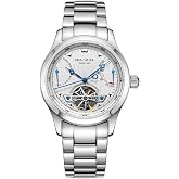 SEA-GULL Mens Automatic Mechanical Watch Flywheel Wrist Watch | Blank Stainless Steel Flywheel Calendar Date Synthetic Sapphire Crystal Dial 39mm Business Watches