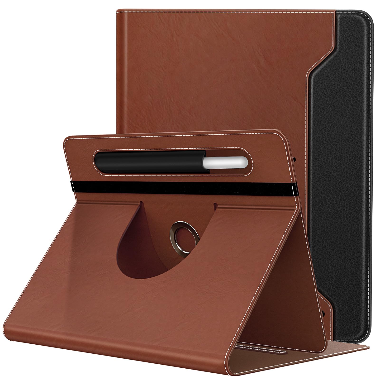 TiMOVO Universal Case for 9-11 Inch Tablet, 360 Degree Rotating Stand Protective Cover with Pen Pocket for 9 10 10.1 Inch Android Touchscreen Tablet, Brown