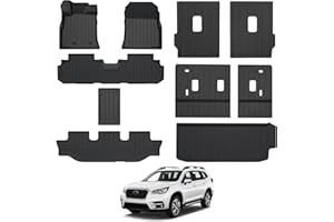 CARESA Floor Mats Seat Back Covers Behind 2nd and 3rd Row Cargo Liner for 2019-2024 Subaru Ascent Accessories(7 Passenger), All-Weather TPE Mat Protector Fit Ascent