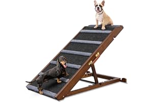 Dog Ramp for Bed, Extra Wide 17", Non-Slip Rubber Surface, Adjustable Folding Pet Ramps for Small & Large Dogs up to 200lbs, 