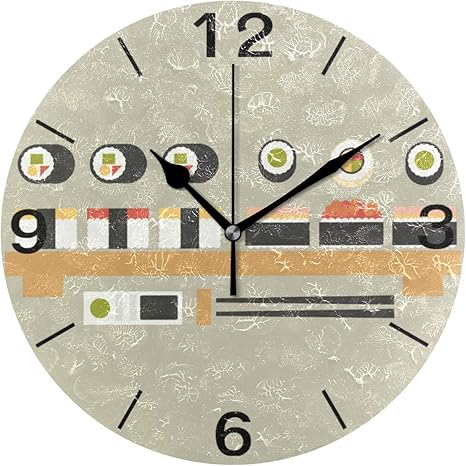 Amazon 掛け時計 置き時計 壁掛け時計 時計 壁掛け 寿司 和風 和柄 連続秒針 リビング おしゃれ 北欧 部屋装飾 部屋飾り プレゼント ギフト 贈り物 置き時計 掛け時計 オンライン通販