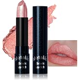 Glitter Peach Pink Metallic Lipstick for Women,Long Lasting Shimmer Sparkling Diamond Lipstick Glitter High Pigmented Lip Gloss Metallic Matte Red Lip Color Stain Waterproof,Non Stick Lips Makeup-02