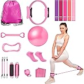 Speciarose Home Pilates Essentials Kit for Women: 18Pcs Pilates Workout Equipment Set with Pilates Ring, Yoga Ball, Resistance Band, Pilates Fitness Set for Legs Arms, Gym Back Bag, Anti Slip Socks