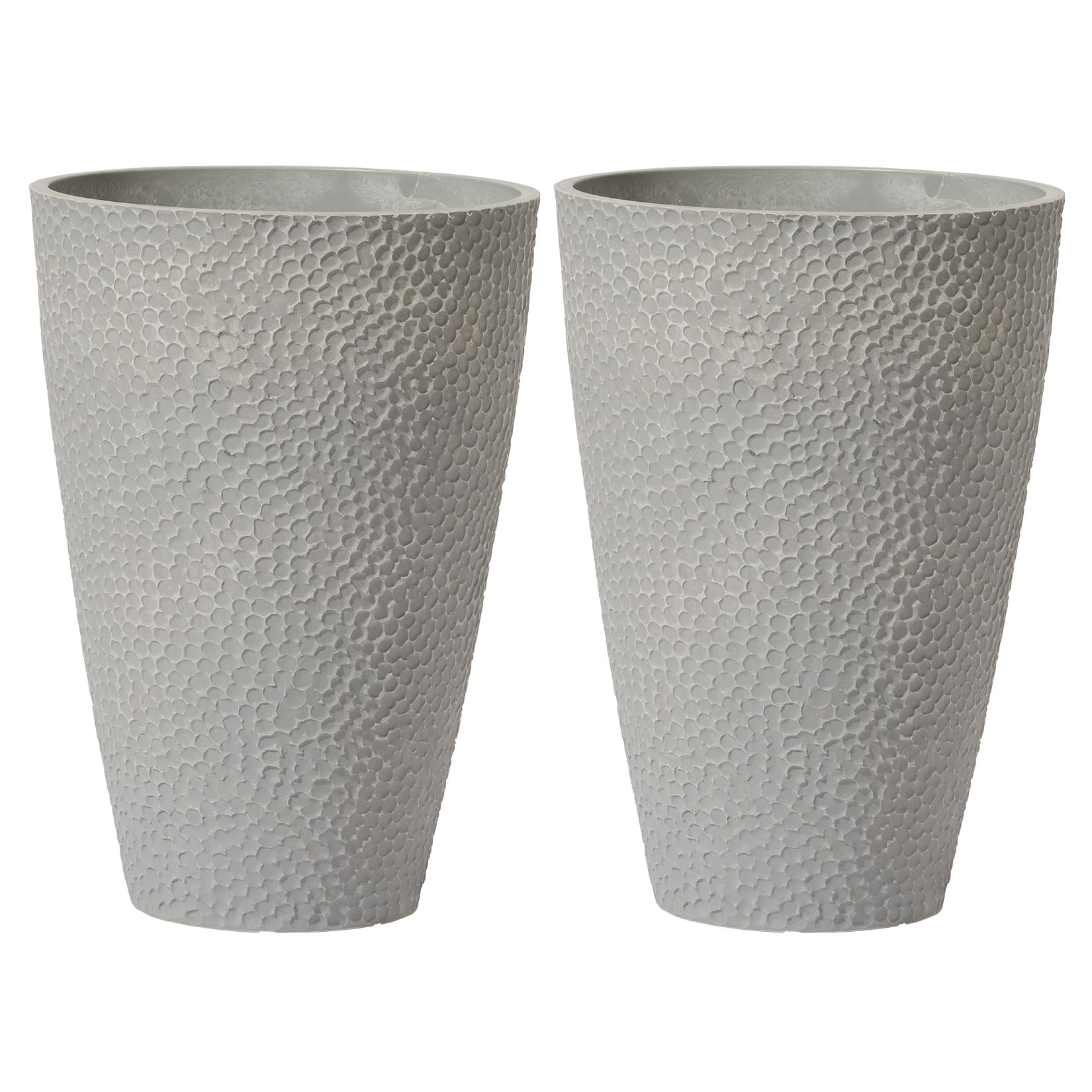 LA JOLIE MUSE 20 inch Tall Planters Set of 2, Tall Round Planters for Outdoor Plants, Grey Flower Pots for Front Door,Patio and Deck,Honeycomb. Image LA JOLIE MUSE 20 inch Tall Planters Set of 2, Tall Round Planters for Outdoor Plants, Grey Flower Pots for Front Door,Patio and Deck,Honeycomb. Image