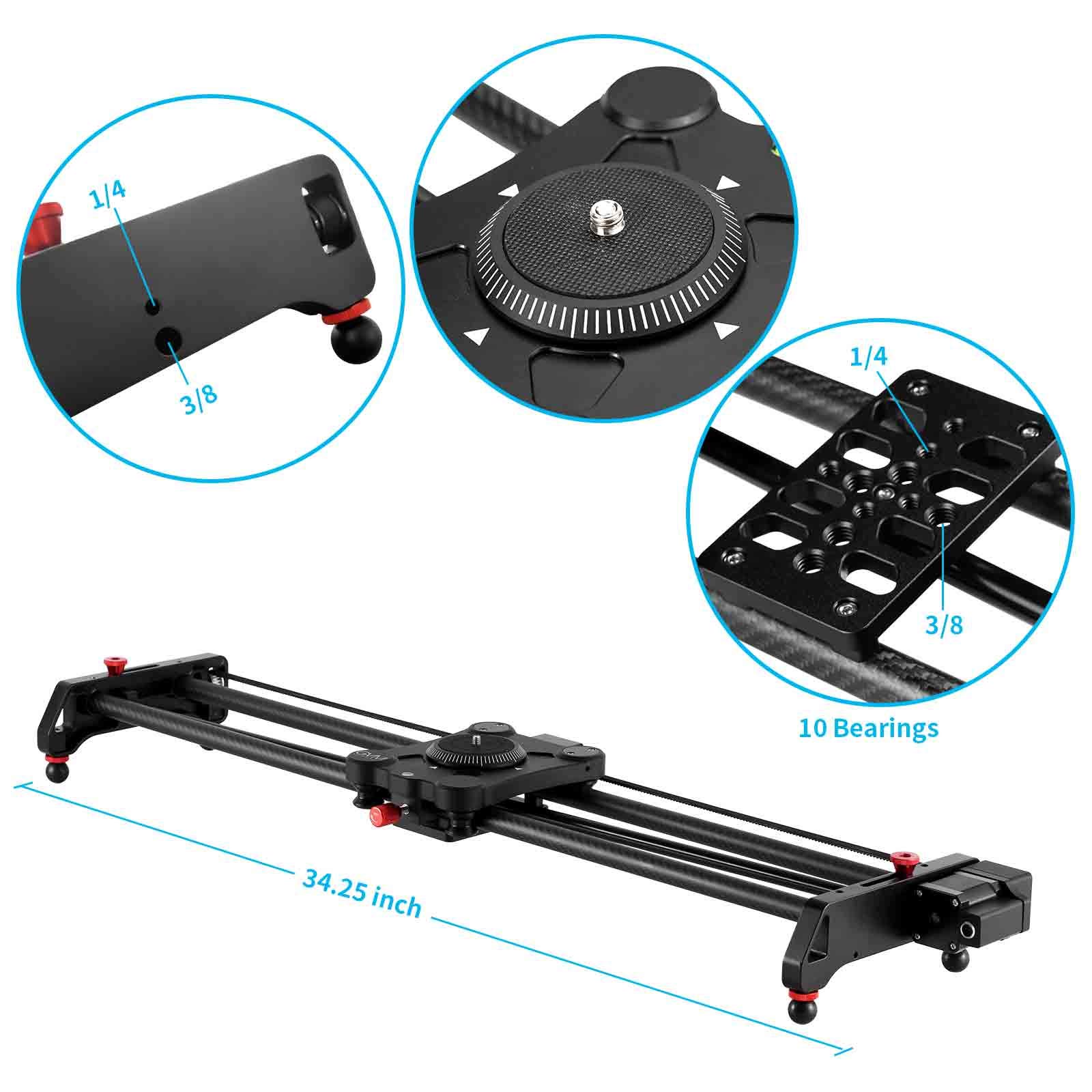 Slider Caméra Motorisé GVM 80cm - Pour DSLR, Caméras Et Smartphones - Time Lapse Et Panoramique 120°
