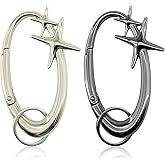 KBVASOTZ 2pcs y2k Large Star Shape Carabiner Set, Cool Belt Loop Clip, Carabiner Keychain for Keys, Car Keys, Bags and Outdoor Gear (4 Inch)