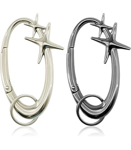 Mousquetons étoiles Y2K - Lot De 2 En Alliage Argenté - Porte-clés Décoratif Pour Sac à Dos, Sac à Main Et Clés