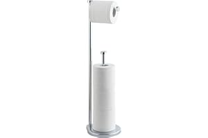 SunnyPoint Free Standing Bathroom Toilet Paper Holder Stand with Reserve, Reserve Area has Enough Space for Jumbo Roll (Chrome)