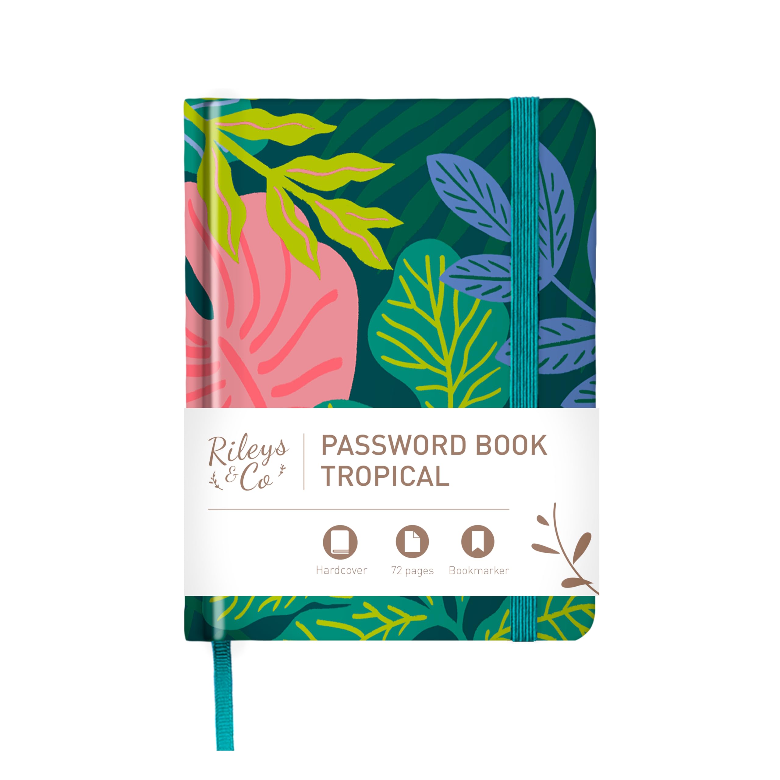 Rileys & Co. Password Book with Alphabetical Tabs, Password Keeper, Password Books for Seniors, Password Notebook for Internet Login, Website, Username (Tropical, 15.2 x 11.4 cm)