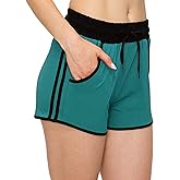 ALWAYS Women's Lounge Yoga Shorts - Premium Soft Casual Workout Stretch Striped Pajama Short Pants