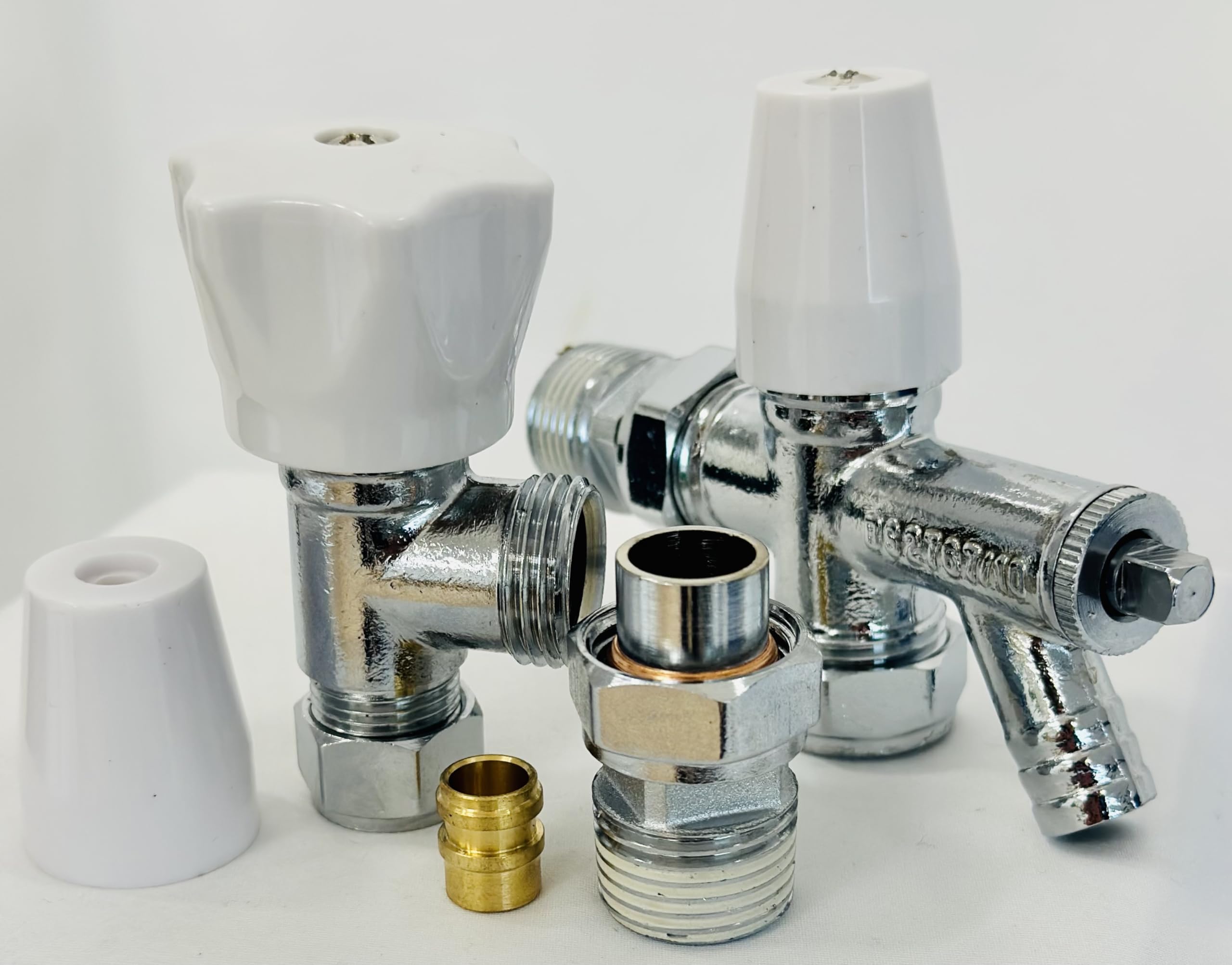 Wärmer System 8-10mm Angled Radiator Valve, Lockshield Angled Radiator Valve with Drain Off (Radiator Valve and Lockshield Valve)