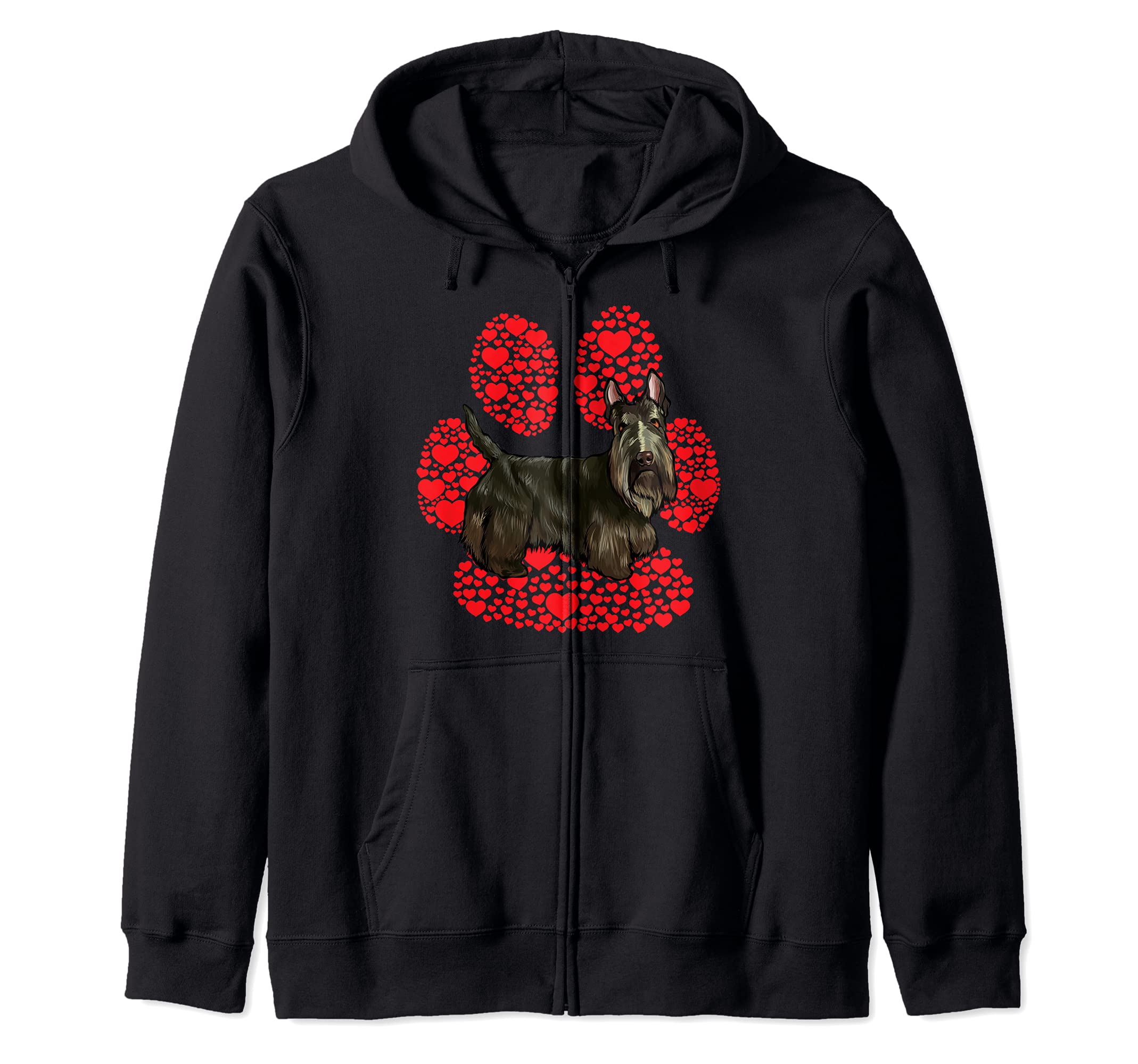 Scottish Terrier Valentines Day Dog Love Paw Zip Hoodie