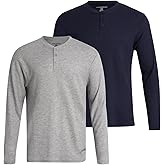 Lucky Brand Mens Thermal Long Sleeve – 2 Pack Cotton Blend Waffle Knit Henley Shirts for Men Long Sleeve Thermal Undershirts