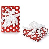 LIZLOVESS 6" Metallic Glitter White Self Adhesive Curly Ribbon Gift Wrap Bows for Christmas, Holiday, Birthday, Wedding, Presents, Party Favors Decorations 6-Count