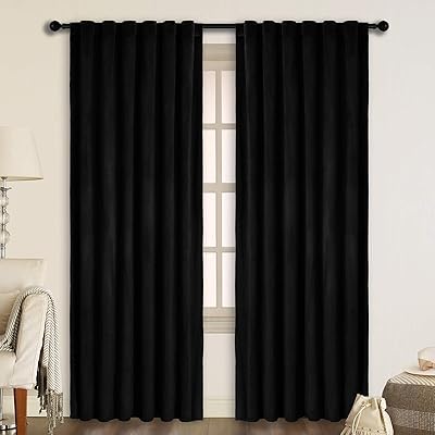 Buy Snitie Black Velvet Curtains With Back Tab And Rod Pocket Thermal Insualted Soft Privacy Blackout Velvet Drapes For Bedroom And Living Room Set Of 2 Panels 52 X 96 Inches Long