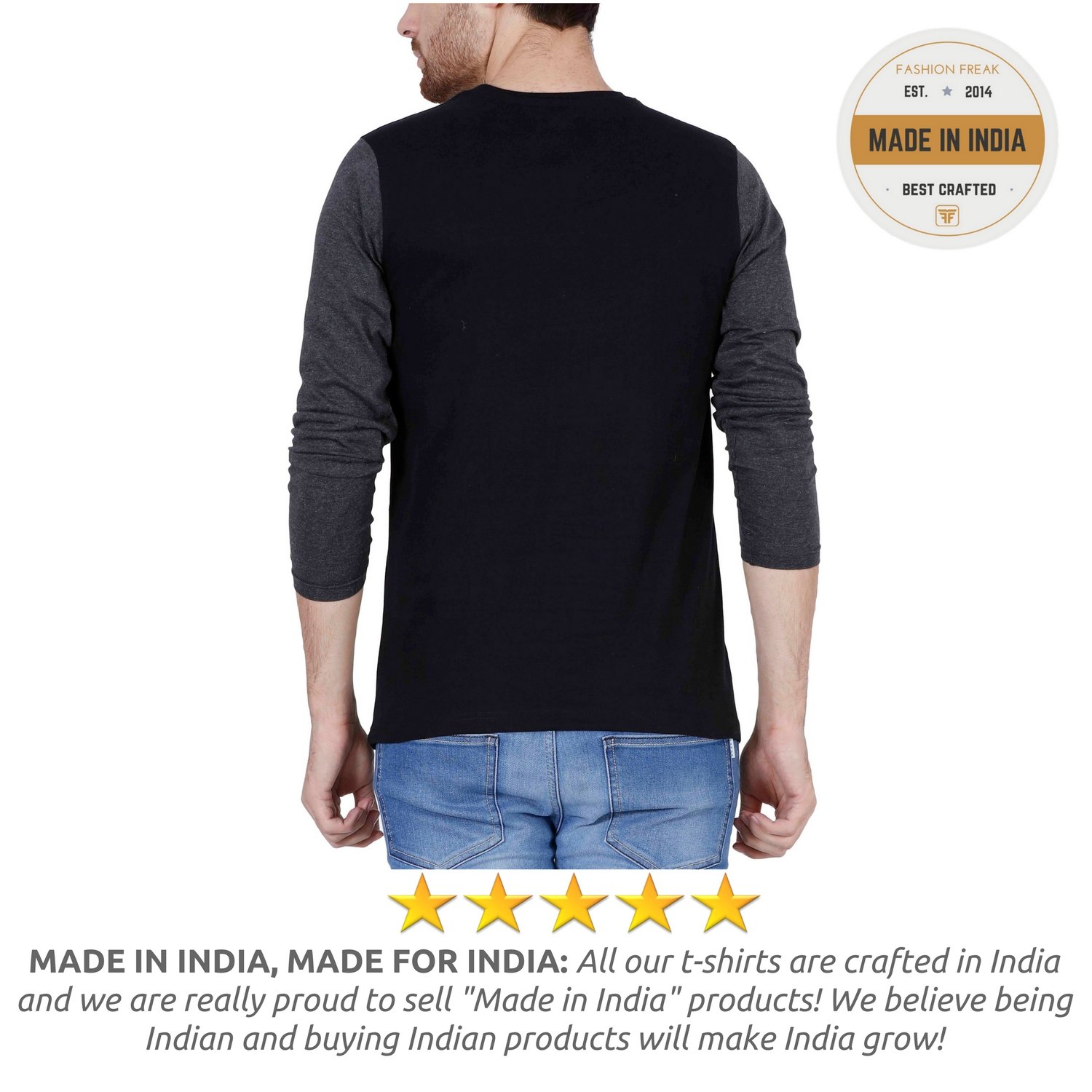 fashion freak men's cotton full sleeve t-shirt