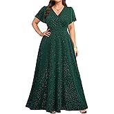 Pinup Fashion Women Plus Size Formal Dresses - Evening Gowns Wedding Guest Glitter Prom Long Dress