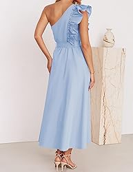ZESICA Women's 2025 Summer One Shoulder Ruffle