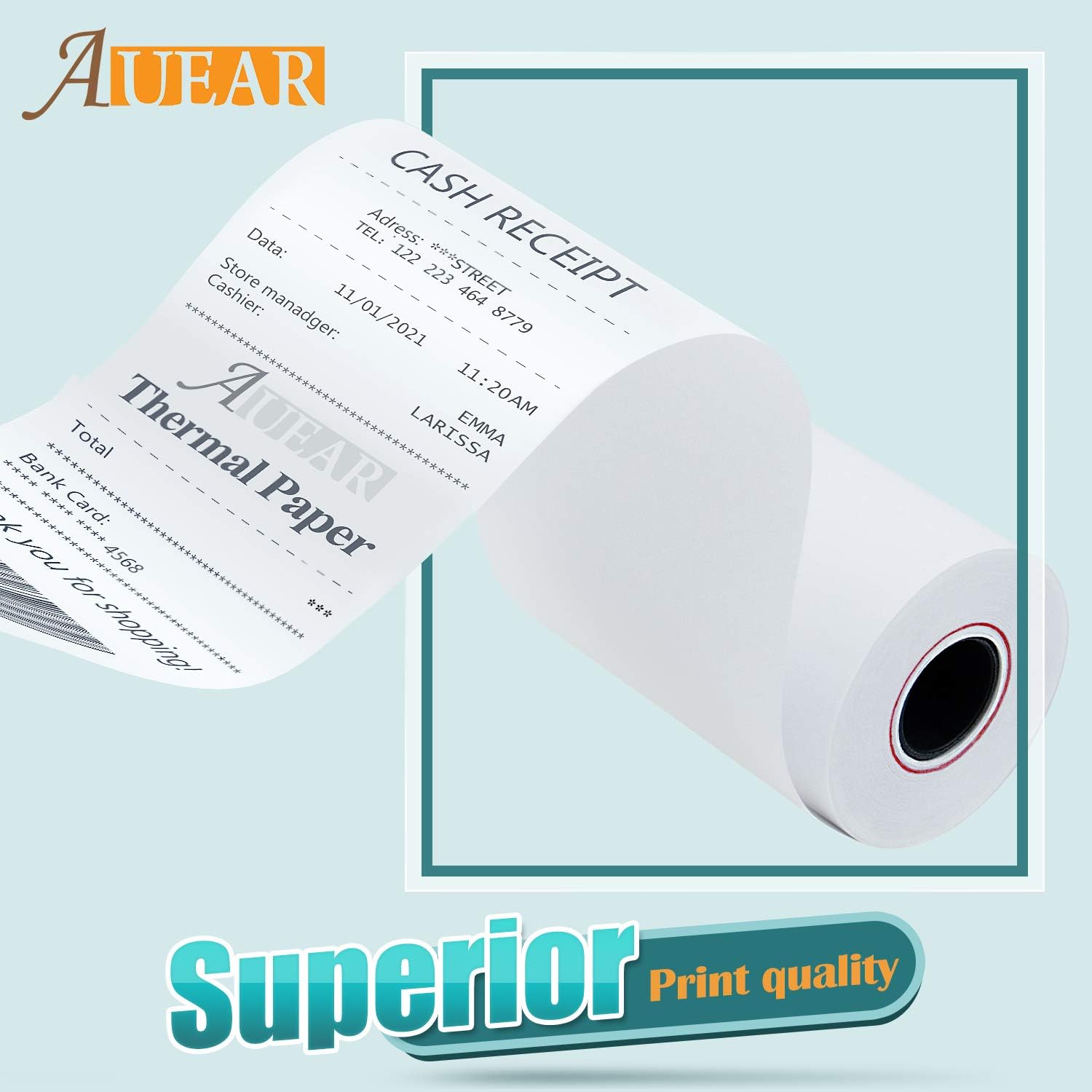 AUEAR, Thermal Cash Register POS Paper Rolls, 2 1/4" x 50' - BPA Free (50 Pack): Home & Kitchen