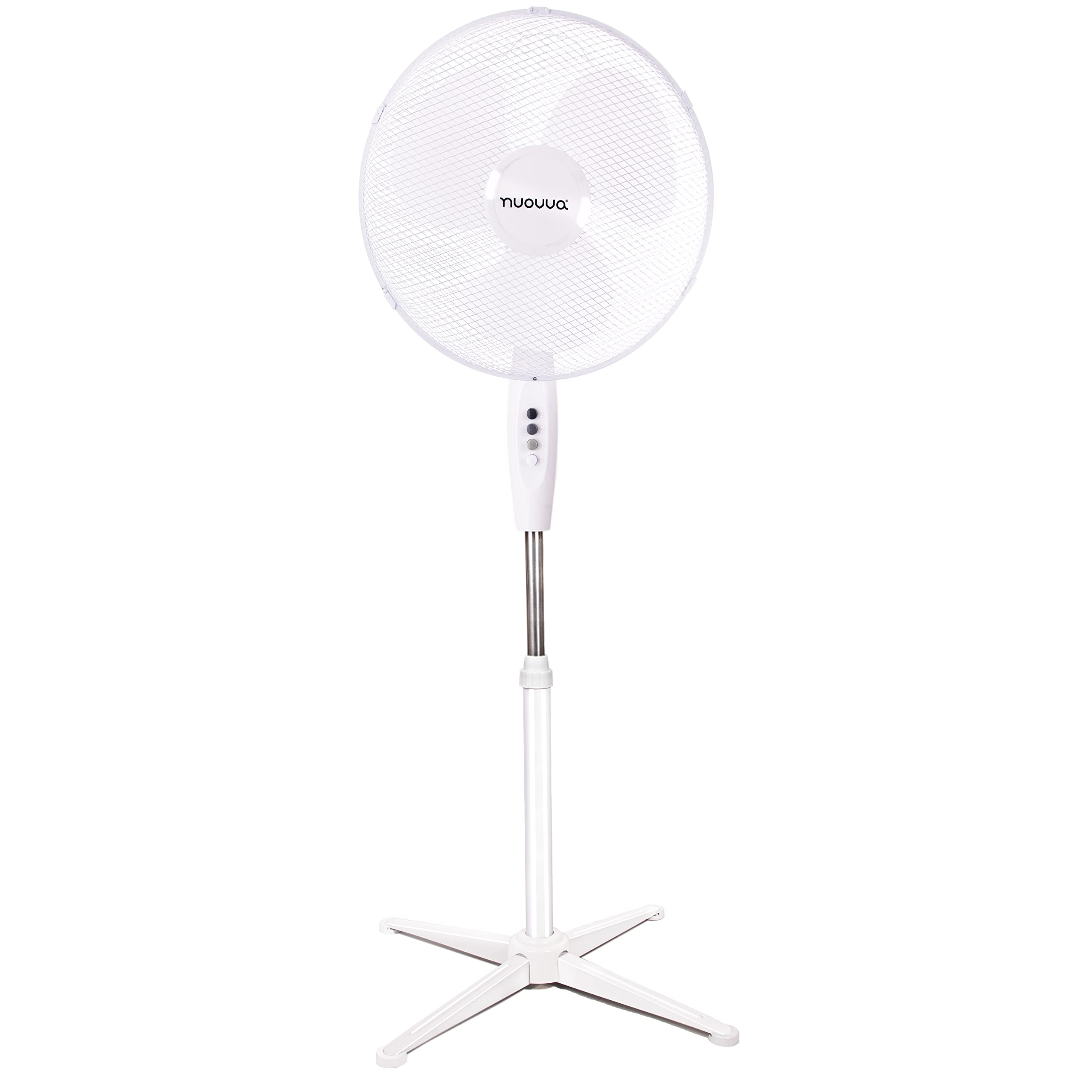 nuovva 16 Inch Oscillating Cooling Pedestal Fan with Folding Base and Adjustable Height and Tilt 3-Speed White (16 Standing Fan)