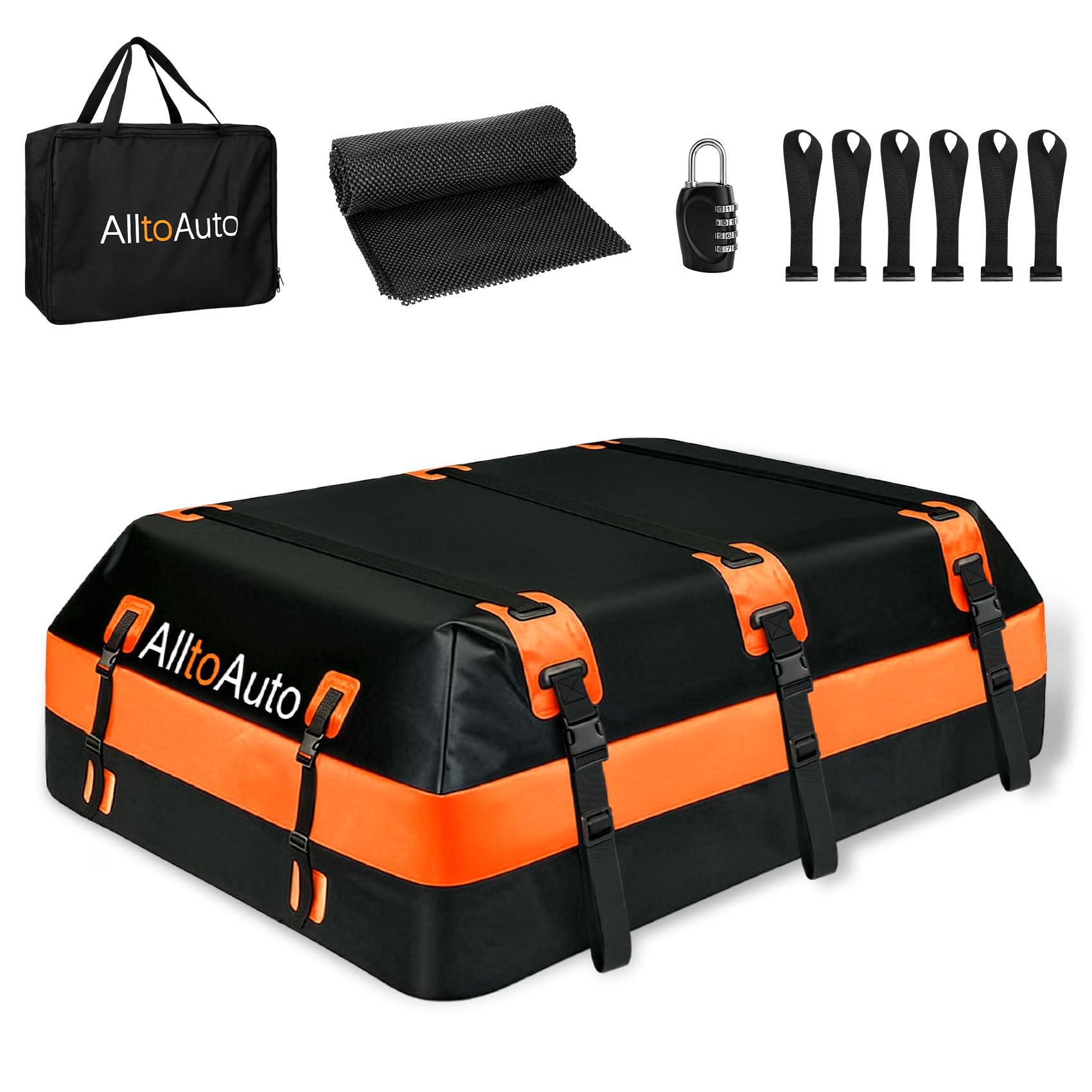 Car Rooftop top Cargo Carrier 21 Cubic feet 100% Waterproof Heavy Duty PVC for All Cars with/Without Rack, Includes Anti-Slip Mat, 10 Buckle with Straps, 6 Door Hooks, Luggage Lock Image