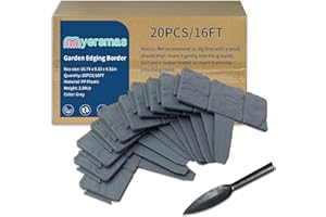 Myersmas Garden Edging Border, 16ft Landscaping Border Edging for Flower Bed, Gray, 20 PCS