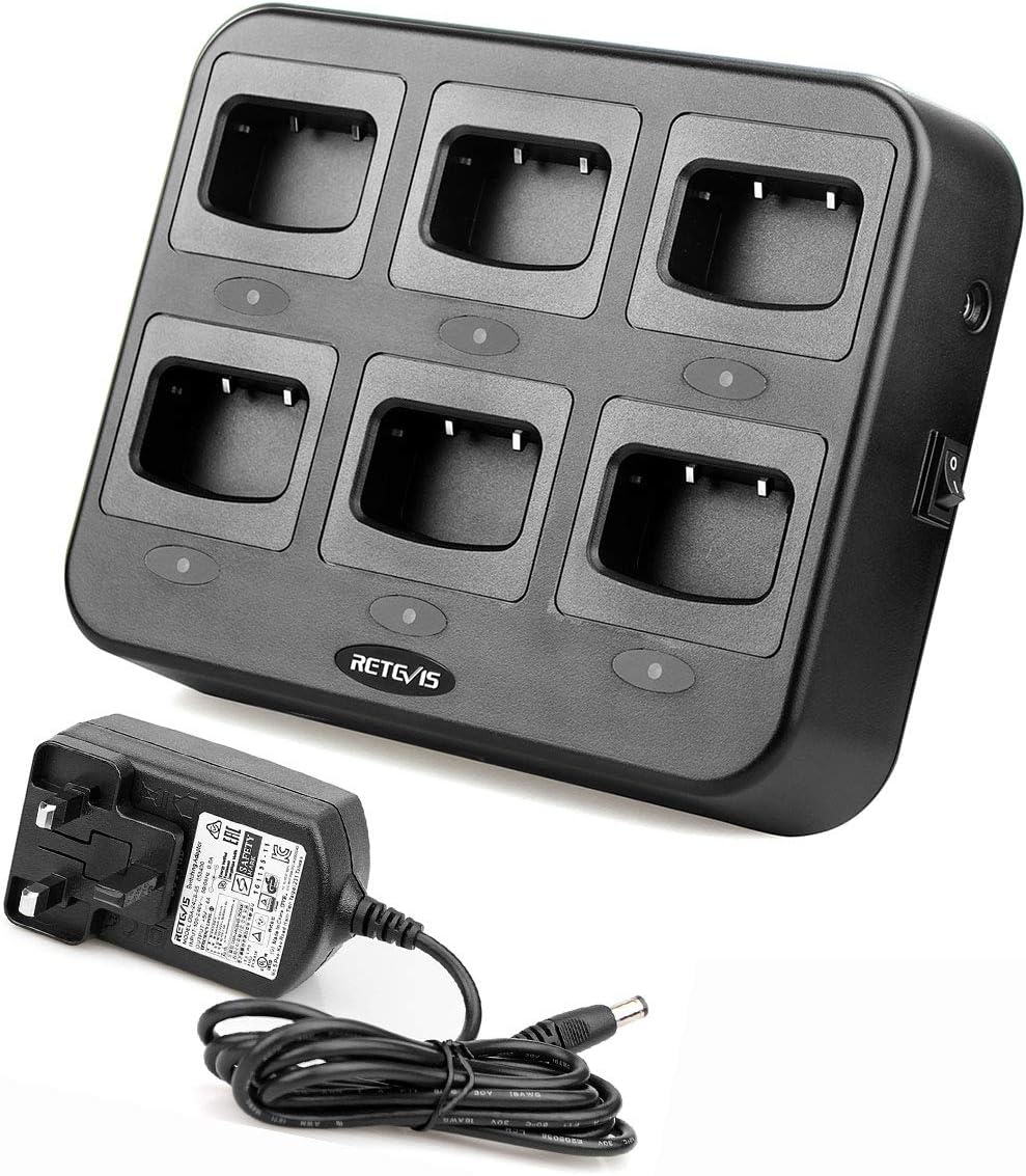 Retevis H777H Six-Way Charger, LED Indicator Light, Compatible with Baofeng 888S 88E, Retevis H777 H777D, eSynic PMR446
