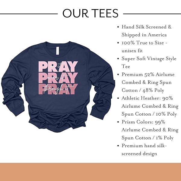 LOVE IN FAITH | PRAY ON IT LONG SLEEVE | CHRISTIAN T-SHIRTS FOR WOMEN | FAITH-BASED APPAREL | CHRISTIAN GIFTS (US, ALPHA, 4X-LARGE, REGULAR, REGULAR, HEATHER NAVY)