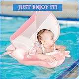 COSORO Newborn Baby Swimming Float Pink Unicorn with Sun Canopy 10-24 Months view 5