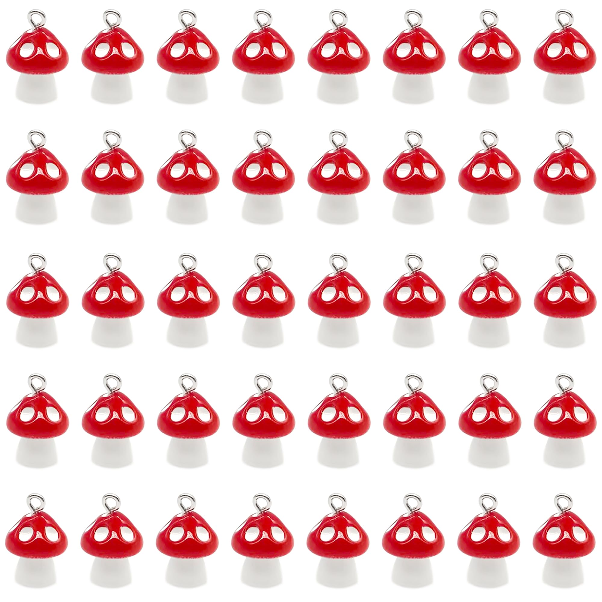 Niuhong 40 Pieces Mushroom Charms Pendants Mushroom Resin Charm Mushroom Pendant Craft Small Decorations Charm Mushroom Ornaments Mushroom Jewellery Making DIY Crafts for Bracelets Necklaces Key Ring