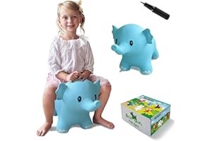 HotMax Bouncy Horse, Inflatable Bouncing Animals Hopper for Toddlers or Kids, Ride on Rubber Jumping Toys for Boy or Girl Birthday Gift (Blue Elephant)
