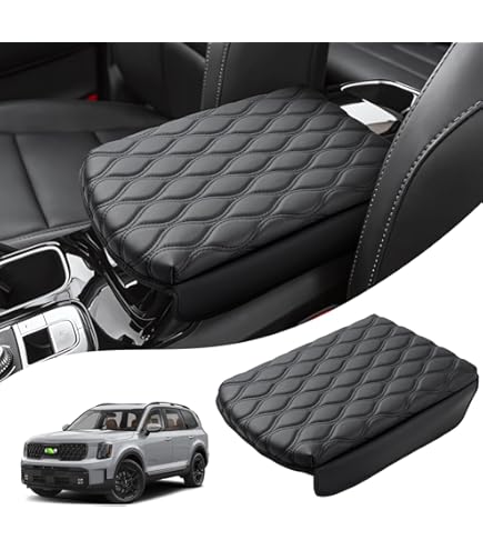 thumbnail image 2 of Custom Fit Black Leather Console Lid Cover For Kia Cadenza (2014-2016) 2 of 5