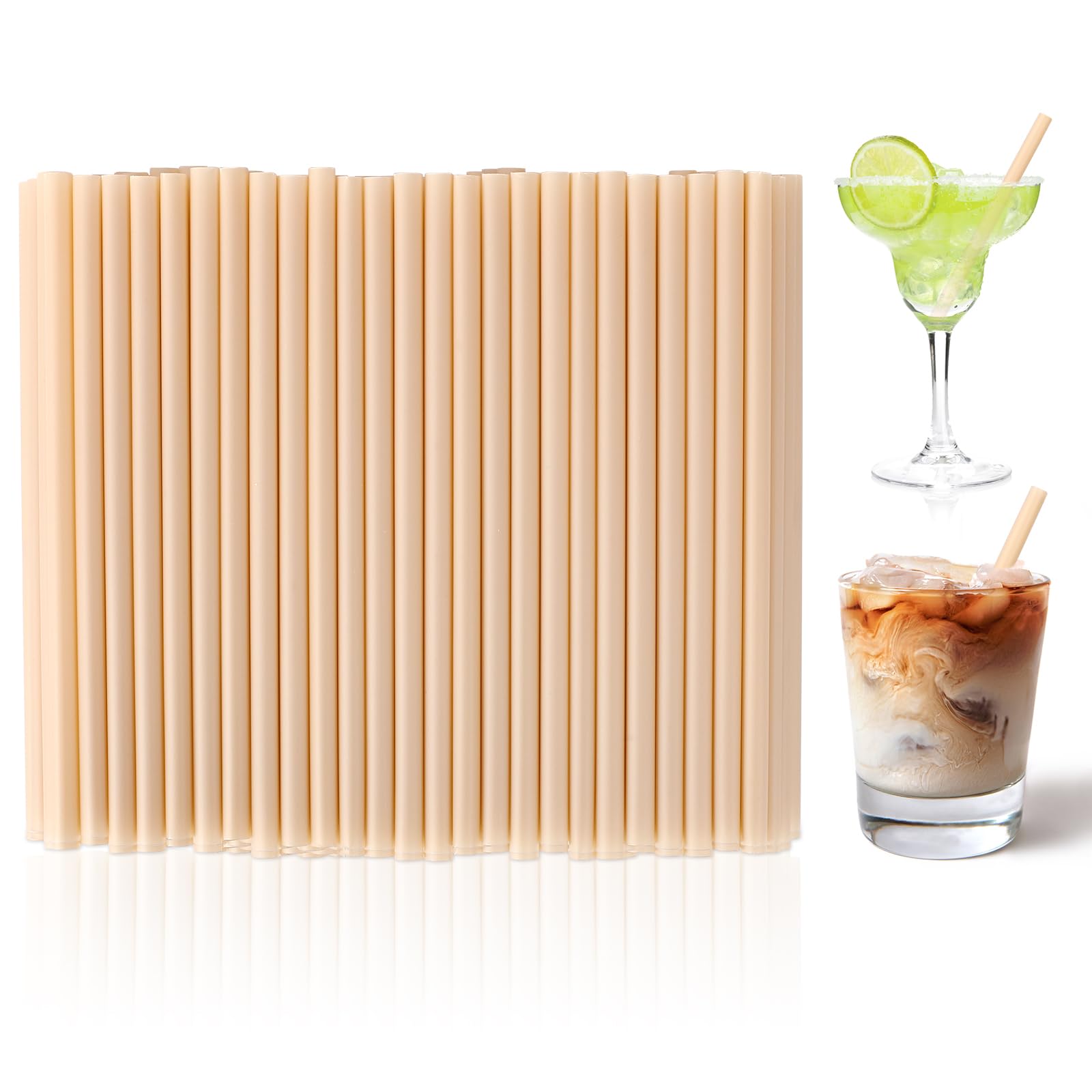 Photo 1 of [100 Pcs] 5 Inch Sugarcane Cocktail Short Straws - Disposable Compostable Biodegradable Drinking Straws for Whiskey Bar Club Cocktail Cold Drinks
