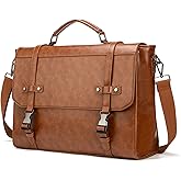 Messenger Bag For Men 17 Inch Vintage Leather Laptop Briefcase Crossbody Shoulder Bag For Business Travel Campus Work