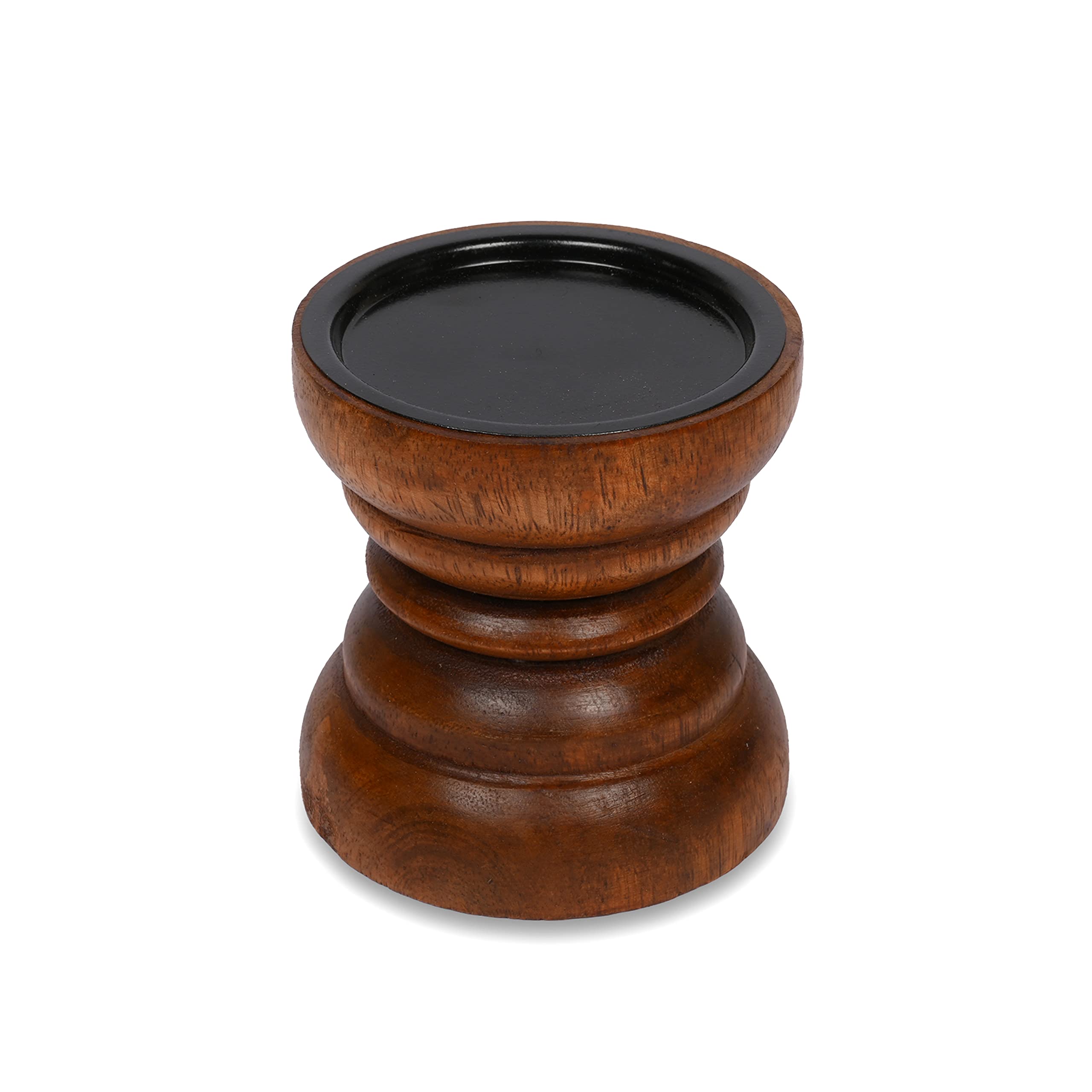 Natural Mango Wood Pillar Candle Holder That Will Look Amazing in Your Home, Kitchen, Dining Room, or Bedroom (10.16cm x 10.16cm x 10.16cm),(Red Finish)